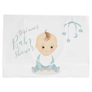 Cute Baby Boy and his Mobile Baby Shower Large Gift Bag
