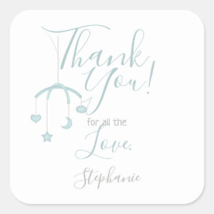 Cute Baby Boy and his Mobile Baby Shower Square Sticker