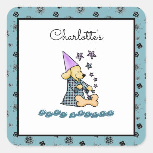 Cute Baby Boy Blue and Black Elegant Funny Dog Square Sticker