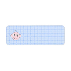 Cute Baby Boy. Blue Check Background.