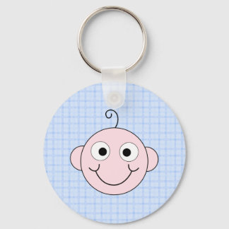 Cute Baby Boy. Blue Check Background. Keychain