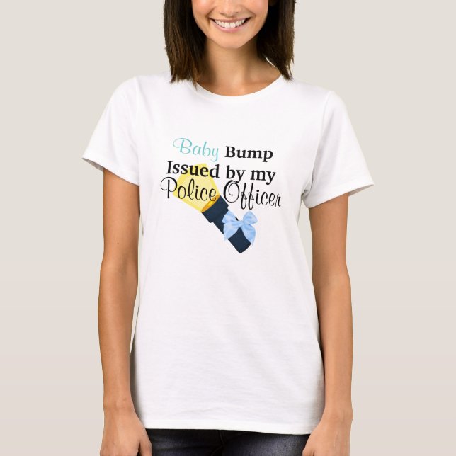 Cute Baby Boy Bump Issued By My Police Officer T-Shirt (Front)