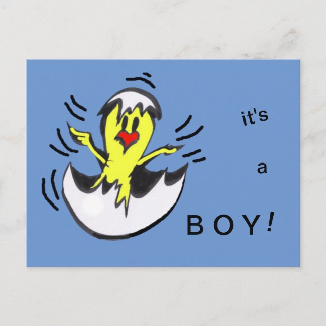 Cute Baby BOY Chick Cartoon Postcard (Front)