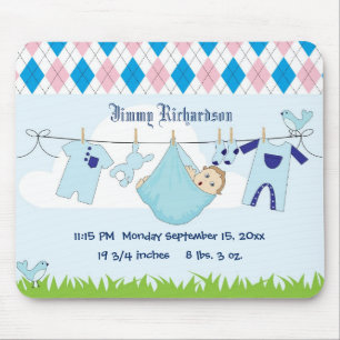 Cute Baby Boy Clothes Line Mouse Pad