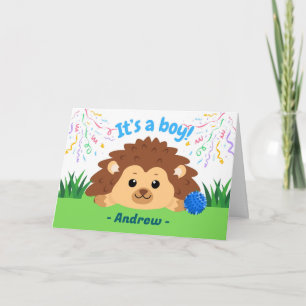 Cute Baby Boy Congratulations with Hedgehog Card