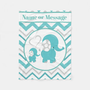 Cute baby boy elephant add name message fleece blanket