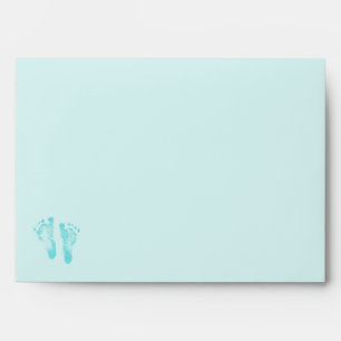 Cute Baby Boy Footprints Baby Shower Blue Ribbon Envelopes