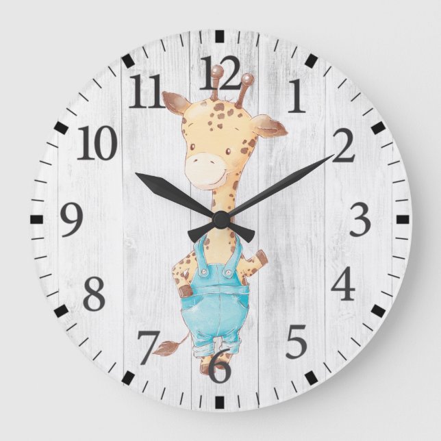 Cute Baby Boy Giraffe Wall Clock (Front)