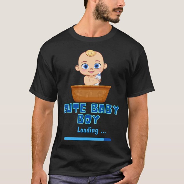 Cute Baby Boy Loading Gender Party Pregnancy It s  T-Shirt (Front)