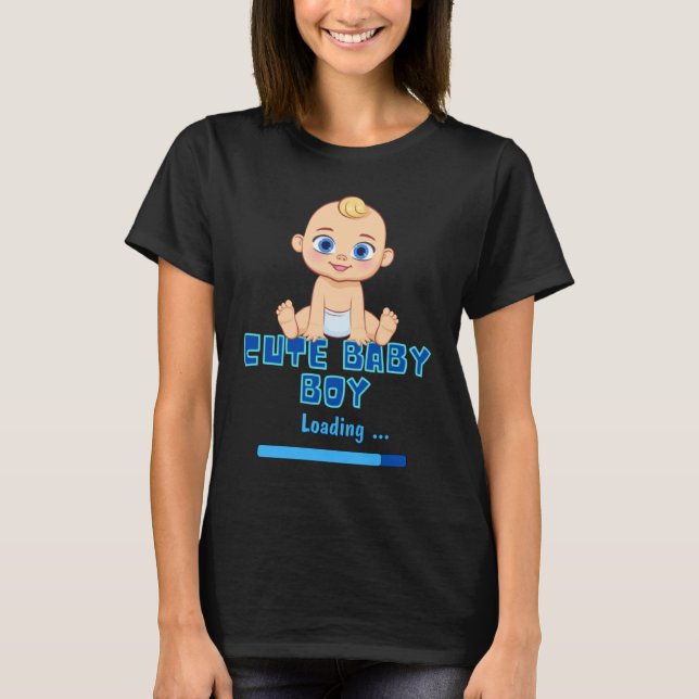 Cute Baby Boy Loading Gender Party Pregnancy It's  T-Shirt (Front)