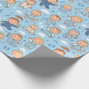 Cute Baby Boy Nursery Seamless Pattern Wrapping Paper