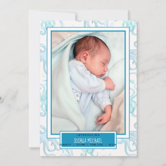 Cute Baby Boy Octopus Sea Life Birth Announcement
