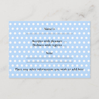 Cute Baby Boy, on blue polka dot pattern. RSVP Card