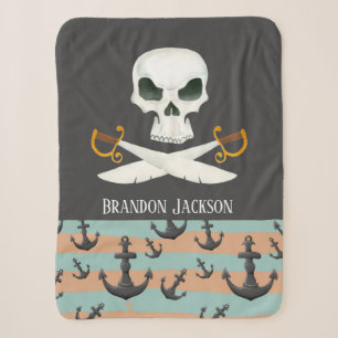 cute baby boy pirate add name sherpa blanket