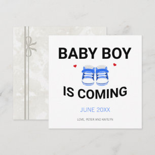 Cute Baby Boy Shoes Coming Soon Blue Pregnancy Announcement