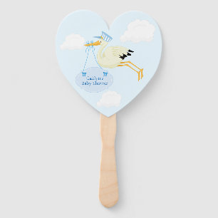 Cute Baby Boy Shower Blue Hand Fan