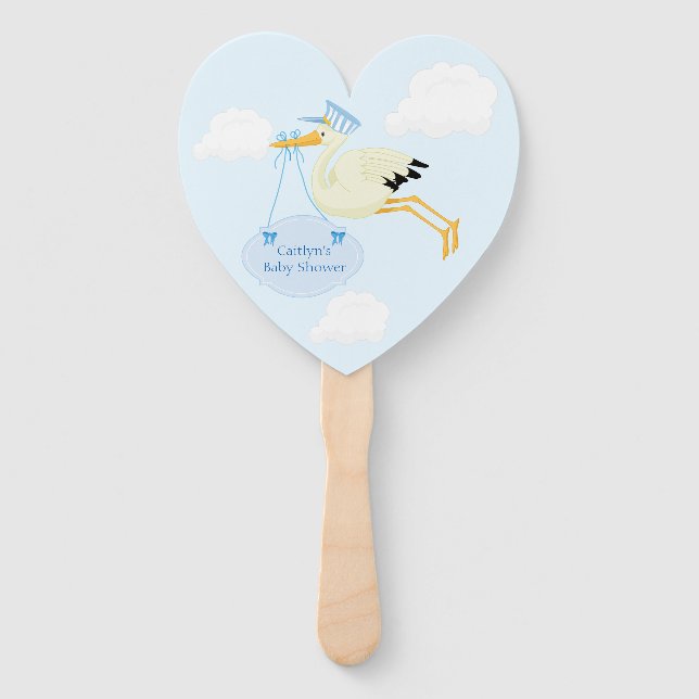 Cute Baby Boy Shower Blue Hand Fan (Front)