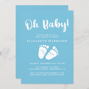 Cute Baby Boy Shower Blue Invitation