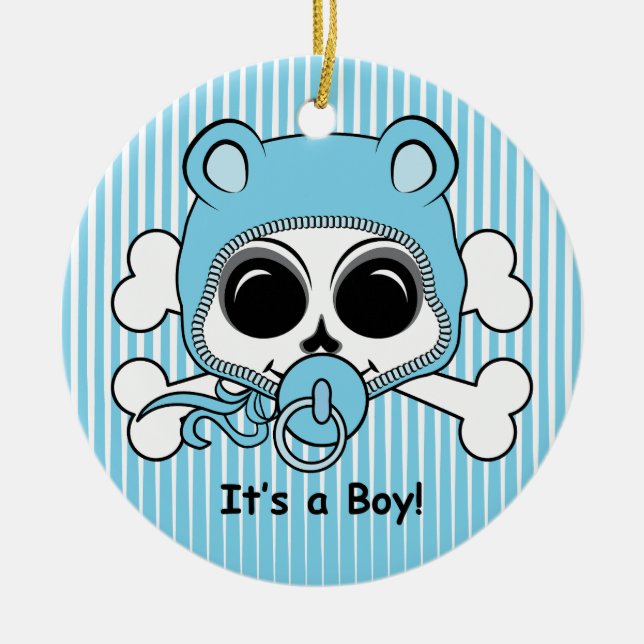 Cute Baby Boy Skull Ceramic Ornament (Front)