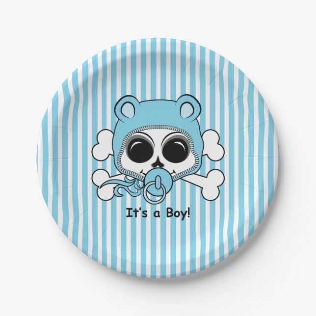 Cute Baby Boy Skull Paper Plate (Front)