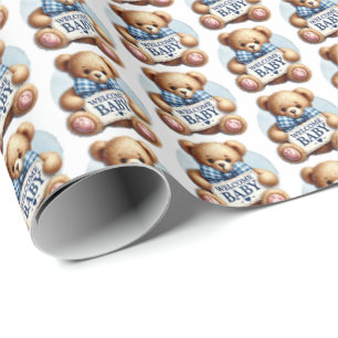 Cute baby boy welcome baby wrapping paper