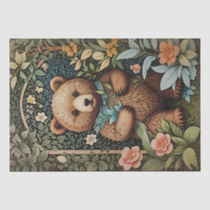 Cute Baby Brown Bear William Morris Inspired  Tissue Paper