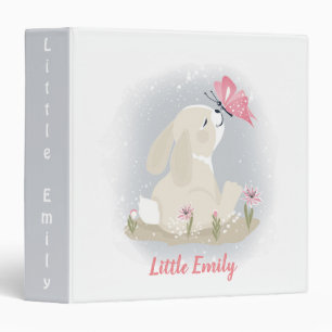 Cute baby Bunny and butterfly. Binder