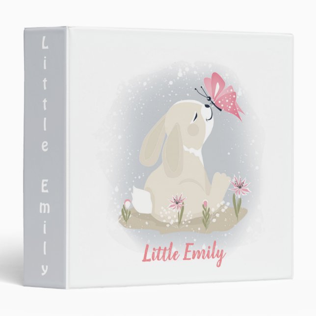Cute baby Bunny and butterfly. Binder (Front/Spine)