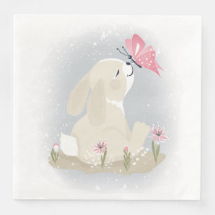 Cute baby Bunny and butterfly. Napkin
