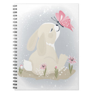 Cute baby Bunny and butterfly. Notebook