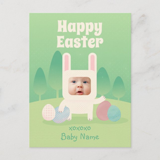 Cute Baby Bunny First Easter Holiday Postcard (Front)