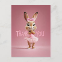 Cute Baby Bunny Girl in Pink Tutu Thank You