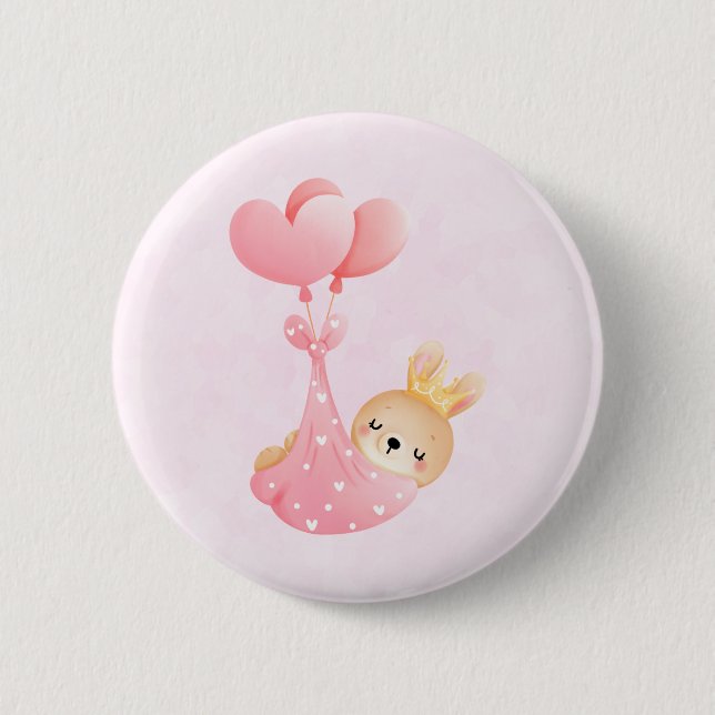 Cute Baby Bunny in a Heart Blanket 2 Inch Round Button (Front)