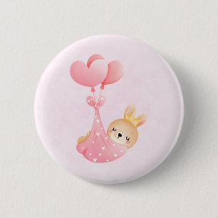 Cute Baby Bunny in a Heart Blanket 2 Inch Round Button