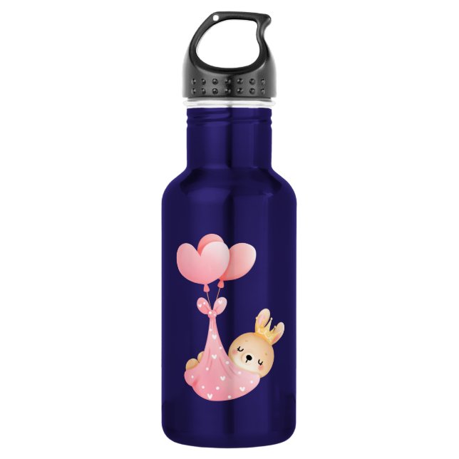 Cute Baby Bunny in a Heart Blanket 532 Ml Water Bottle (Front)