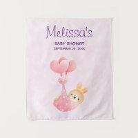 Cute Baby Bunny in a Heart Blanket Baby Shower