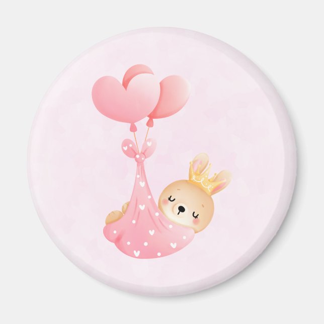 Cute Baby Bunny in a Heart Blanket Magnet (Front)