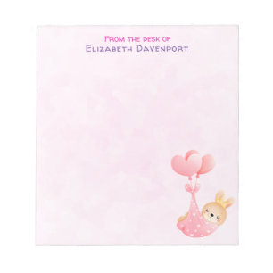 Cute Baby Bunny in a Heart Blanket Notepad