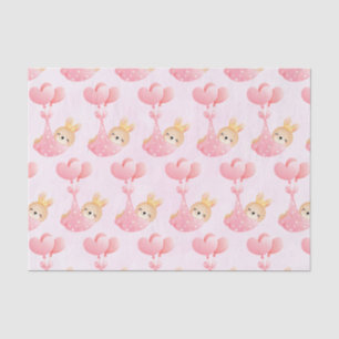 Cute Baby Bunny in a Heart Blanket Pattern Tissue Paper