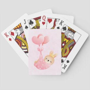 Cute Baby Bunny in a Heart Blanket Playing Cards