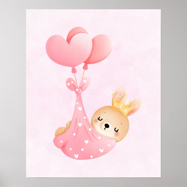  Cute Baby Bunny in a Heart Blanket Poster (Front)