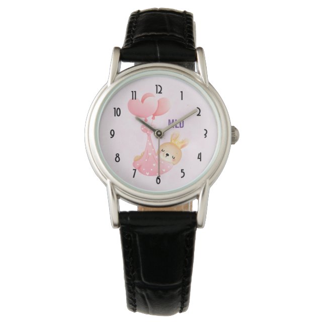 Cute Baby Bunny in a Heart Blanket Watch (Front)