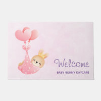 Cute Baby Bunny in a Heart Blanket Welcome