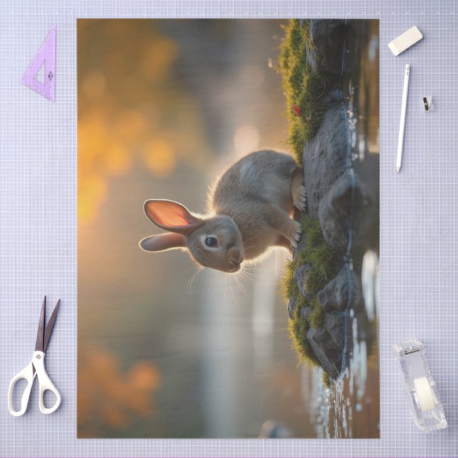 Cute Baby Bunny in Autumn Tissue Paper (Craft)