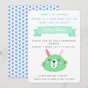 Cute Baby Bunny   Meet & Greet New Baby Invitation