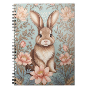 Cute Baby Bunny Pastel Floral Notebook