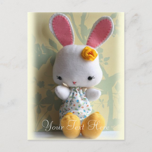 Cute Baby Bunny Plush Customizable Postcard (Front)