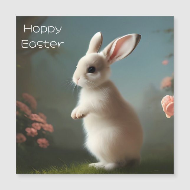 Cute Baby Bunny Portrait Easter Magnet Card (Front)