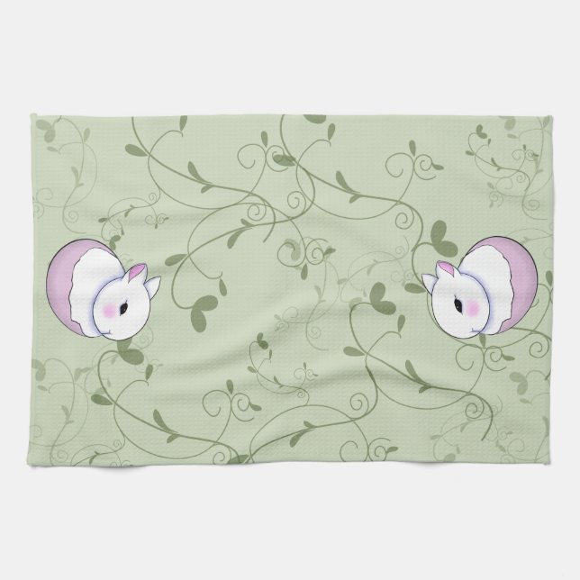 Cute Baby Bunny Rabbit Easter Kitchen Towel (Horizontal)