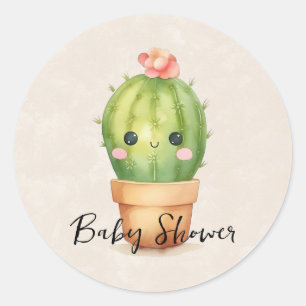 Cute Baby Cactus Succulent Baby Shower Classic Round Sticker